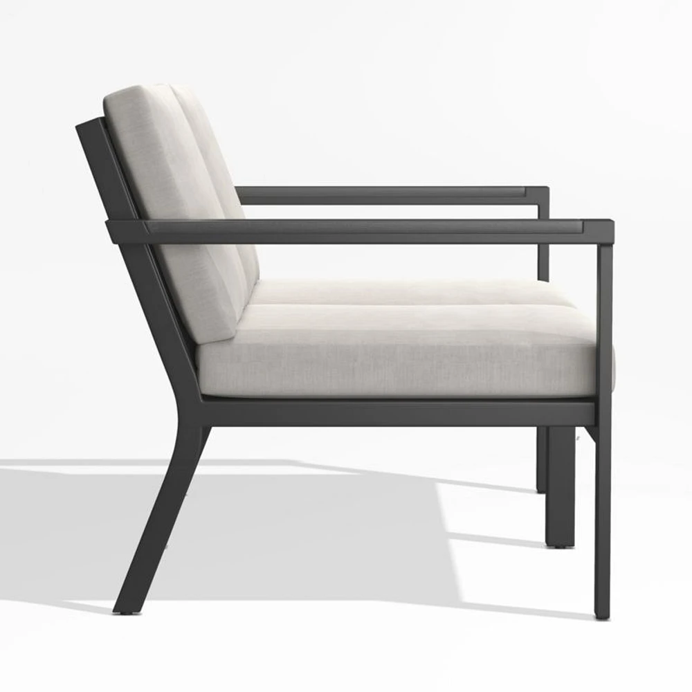 Alfresco 57" Metal Outdoor Loveseat with Silver Sunbrella® Cushions