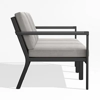 Alfresco 57" Metal Outdoor Loveseat with Silver Sunbrella® Cushions