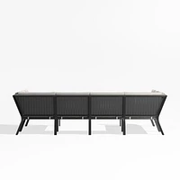 Alfresco Metal 6-Piece Petite U-Shaped Outdoor Sectional Sofa with Silver Sunbrella® Cushions
