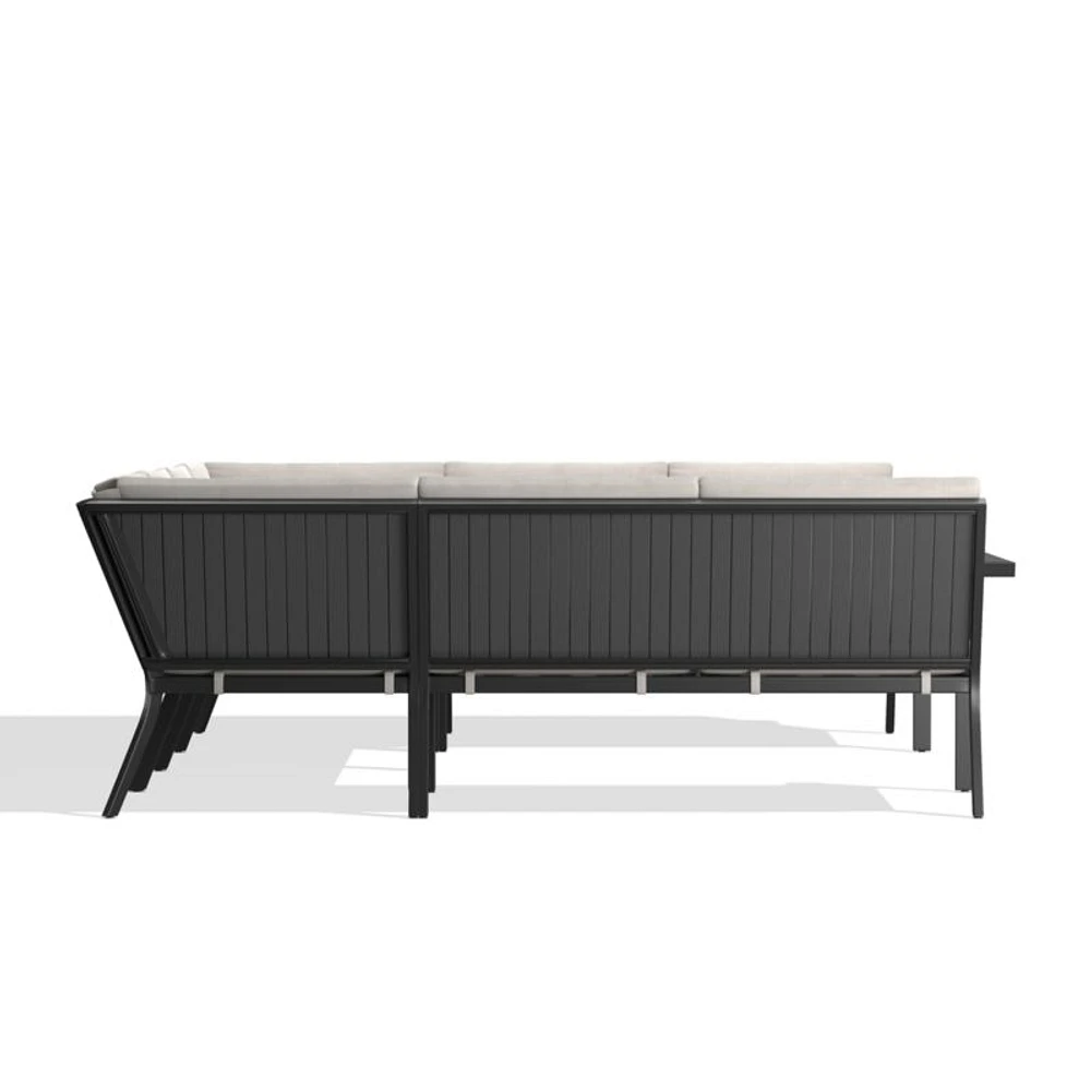 Alfresco Metal 6-Piece Petite U-Shaped Outdoor Sectional Sofa with Silver Sunbrella® Cushions