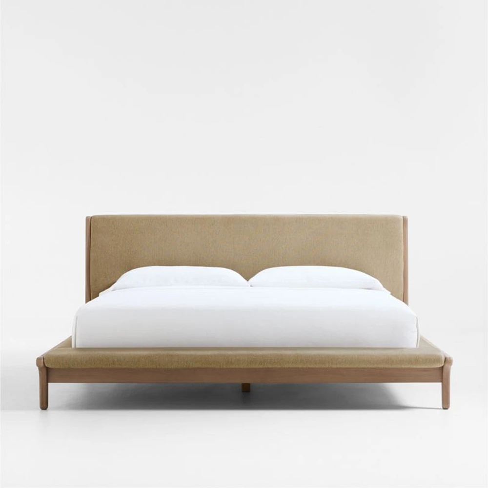 Alrik Brown Oak Wood Upholstered King Bed