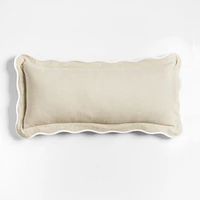 Amalfi Cotton Linen Scallop Edge 36x16 Arctic Ivory Throw Pillow Cover