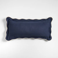 Amalfi Cotton Linen Scallop Edge 36x16 Deep Indigo Blue Throw Pillow Cover