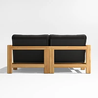 Anguilla 68" Teak 2-Piece Outdoor Daybed Sectional Sofa with Black Cushions
