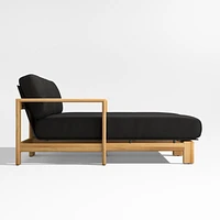 Anguilla 68" Teak 2-Piece Outdoor Daybed Sectional Sofa with Black Cushions