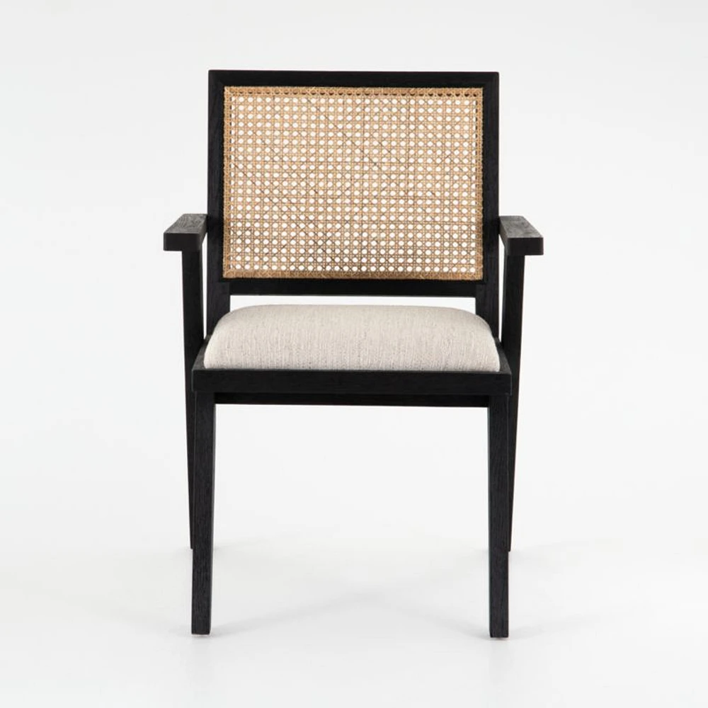 Annette Black Upholstered Cane Dining Chair