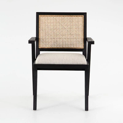Annette Black Upholstered Cane Dining Chair