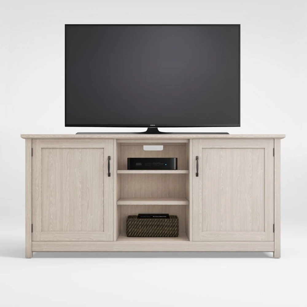 Ainsworth Pickled Oak 64" Storage Media Console with Glass/Wood Doors