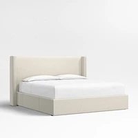 Arden 52" Natural Beige Upholstered Queen Headboard with Storage Bed Base