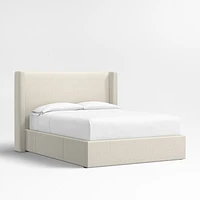 Arden 52" Natural Beige Upholstered Queen Headboard with Storage Bed Base