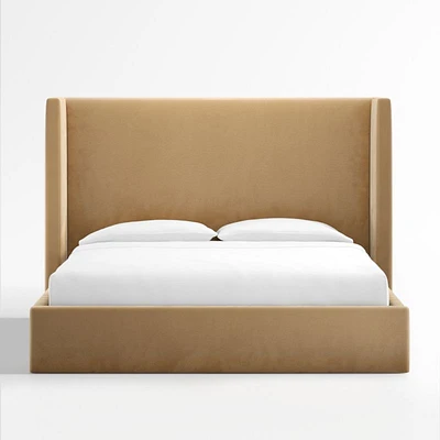Arden Camel Brown Upholstered King Bed with 60" Headboard