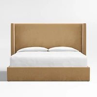 Arden 60" Camel Brown Upholstered Queen Headboard with Storage Bed Base