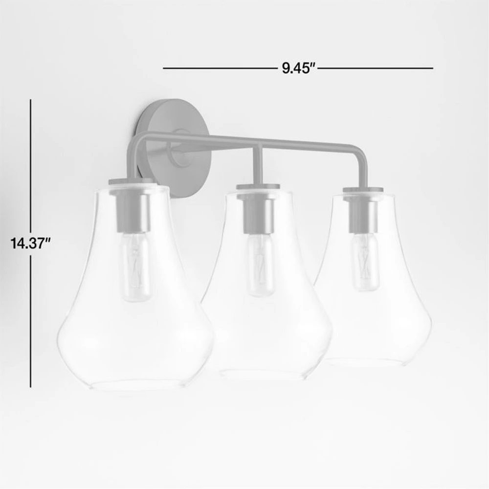 Arren Black 3-Light Wall Sconce with Clear Teardrop Shades