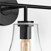 Arren Black 3-Light Wall Sconce with Clear Teardrop Shades