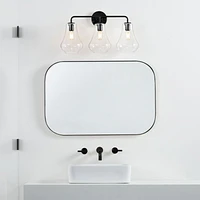 Arren Black 3-Light Wall Sconce with Clear Teardrop Shades