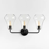 Arren Black 3-Light Wall Sconce with Clear Teardrop Shades