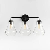Arren Black 3-Light Wall Sconce with Clear Teardrop Shades