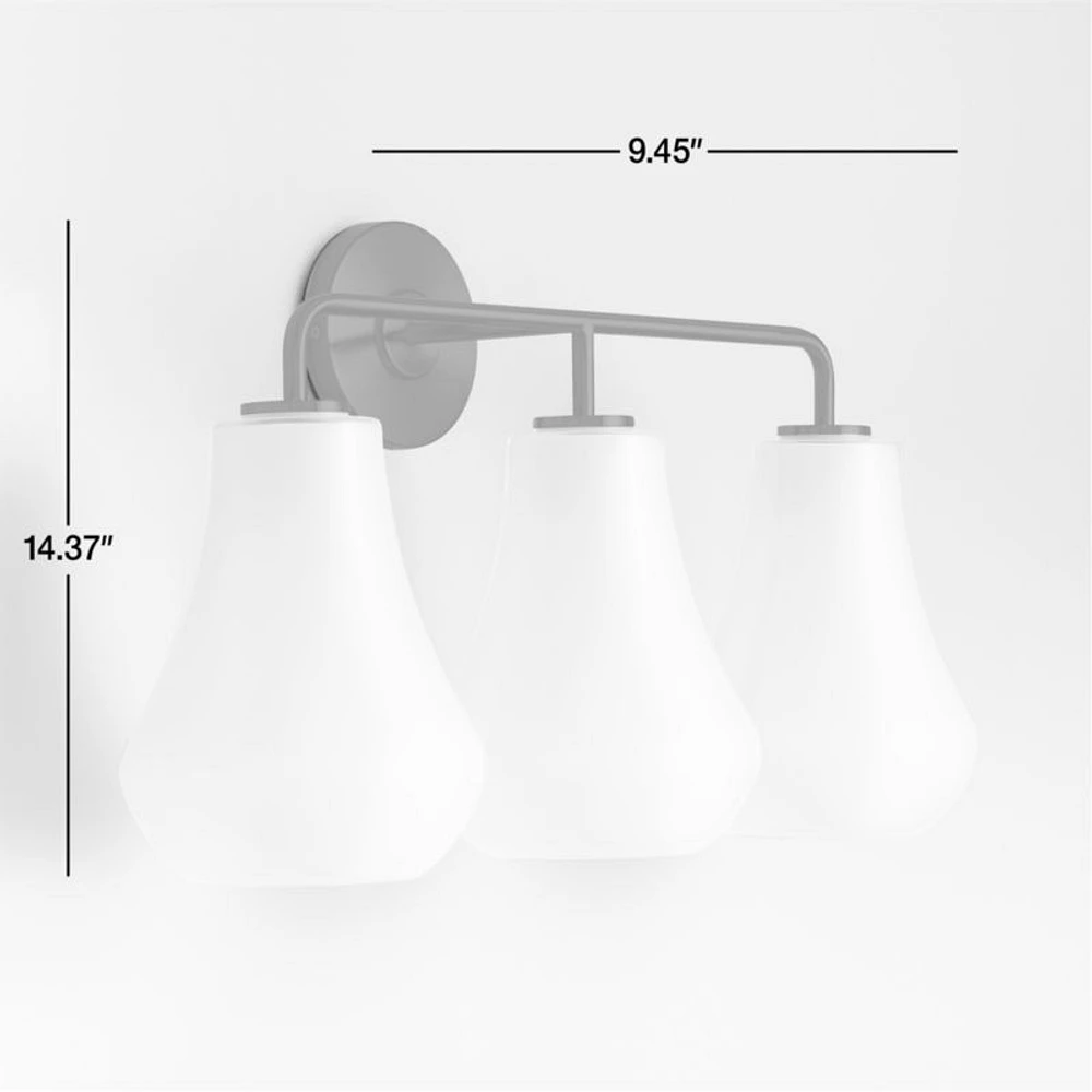 Arren Black 3-Light Wall Sconce with Milk Teardrop Shades