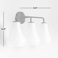 Arren Black 3-Light Wall Sconce with Milk Teardrop Shades