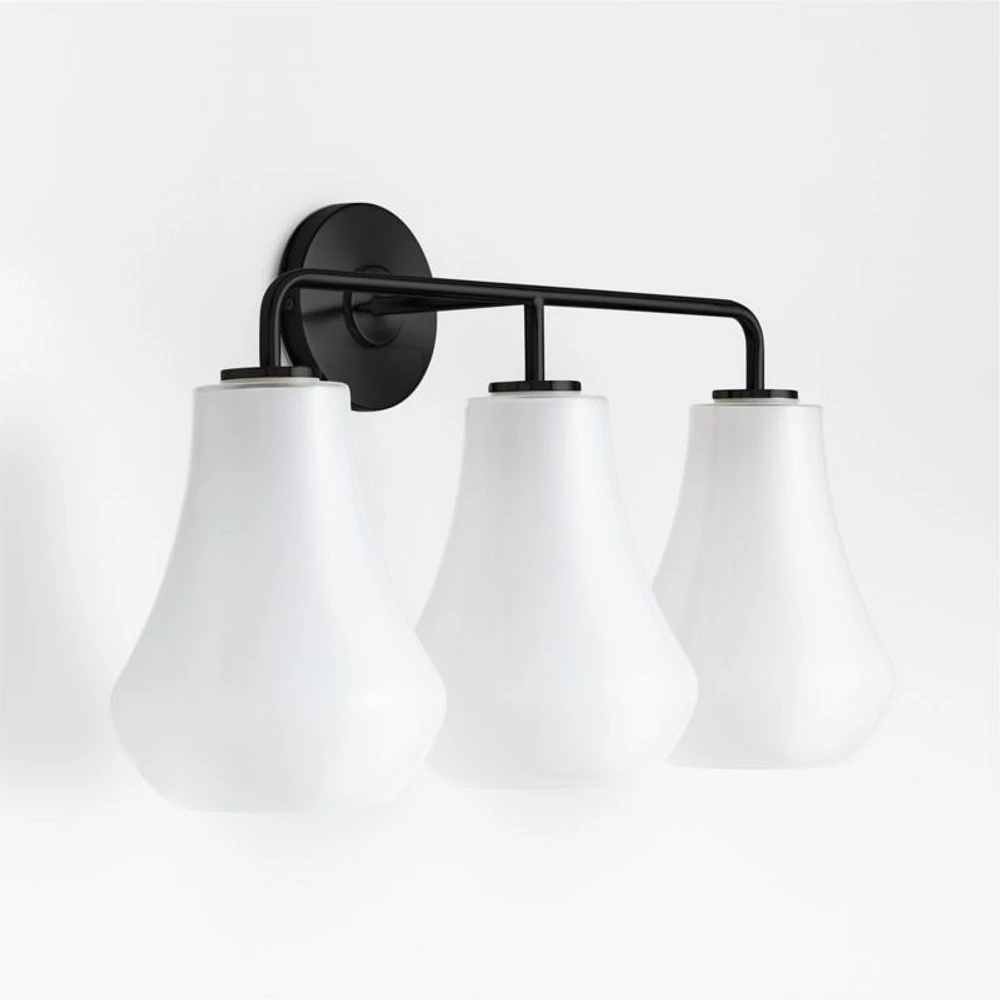 Arren Black 3-Light Wall Sconce with Milk Teardrop Shades