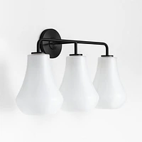 Arren Black 3-Light Wall Sconce with Milk Teardrop Shades