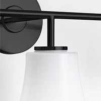 Arren Black 3-Light Wall Sconce with Milk Teardrop Shades