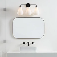 Arren Black 3-Light Wall Sconce with Milk Teardrop Shades