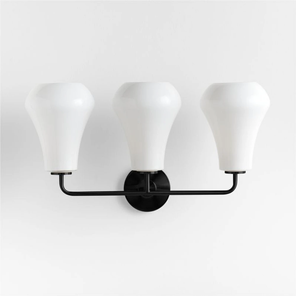 Arren Black 3-Light Wall Sconce with Milk Teardrop Shades
