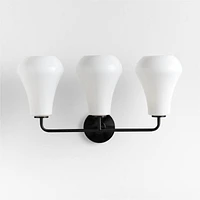 Arren Black 3-Light Wall Sconce with Milk Teardrop Shades