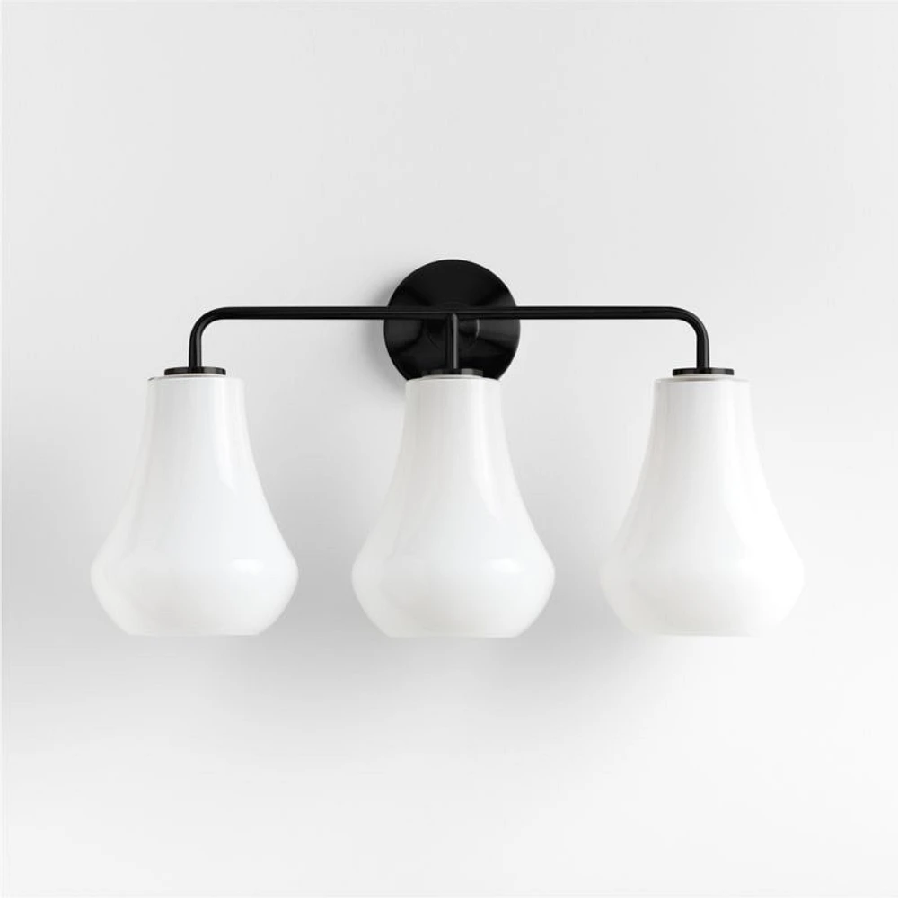 Arren Black 3-Light Wall Sconce with Milk Teardrop Shades