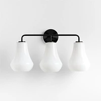 Arren Black 3-Light Wall Sconce with Milk Teardrop Shades