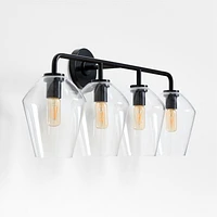 Arren Black 4-Light Wall Sconce Light with Clear Glass Angled Shade