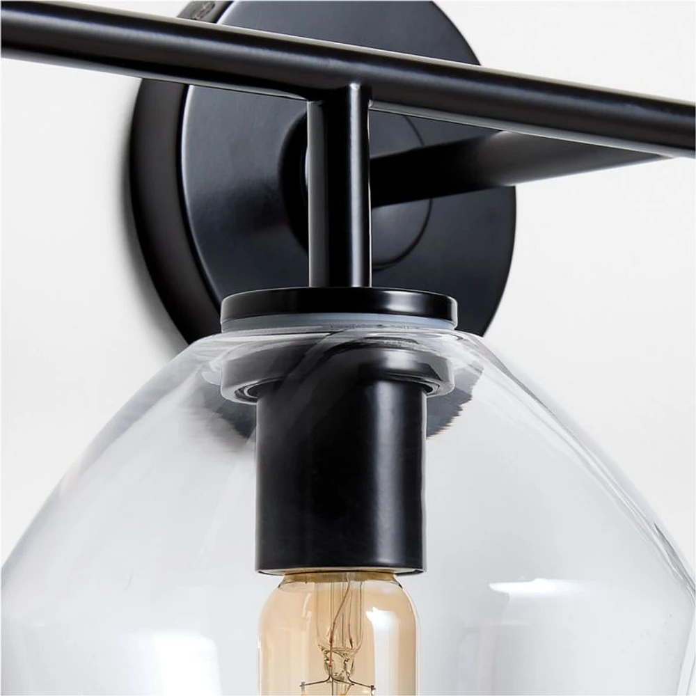 Arren Black 4-Light Wall Sconce Light with Clear Glass Angled Shade