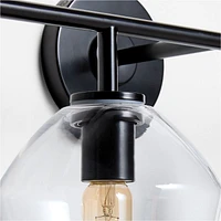 Arren Black 4-Light Wall Sconce Light with Clear Glass Angled Shade