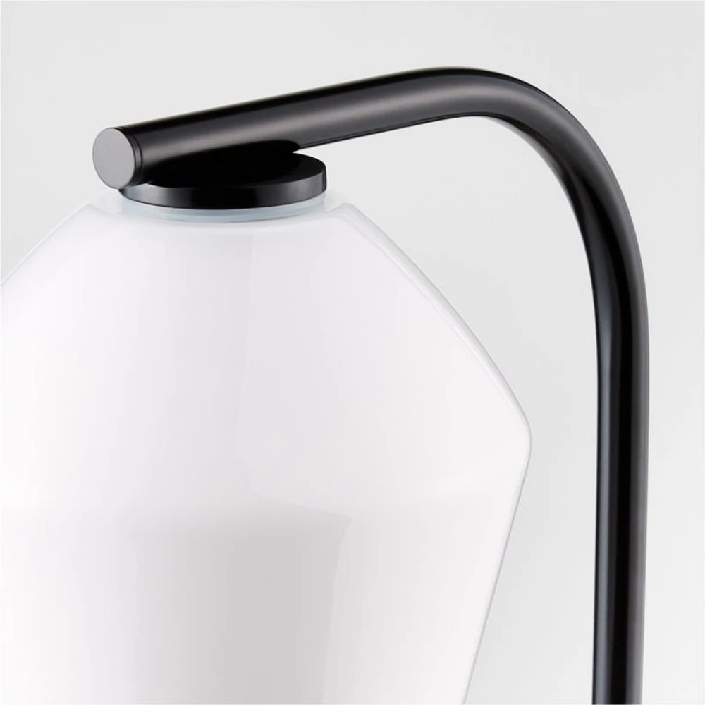Arren Black Floor Lamp with Milk Angled Shade 56"