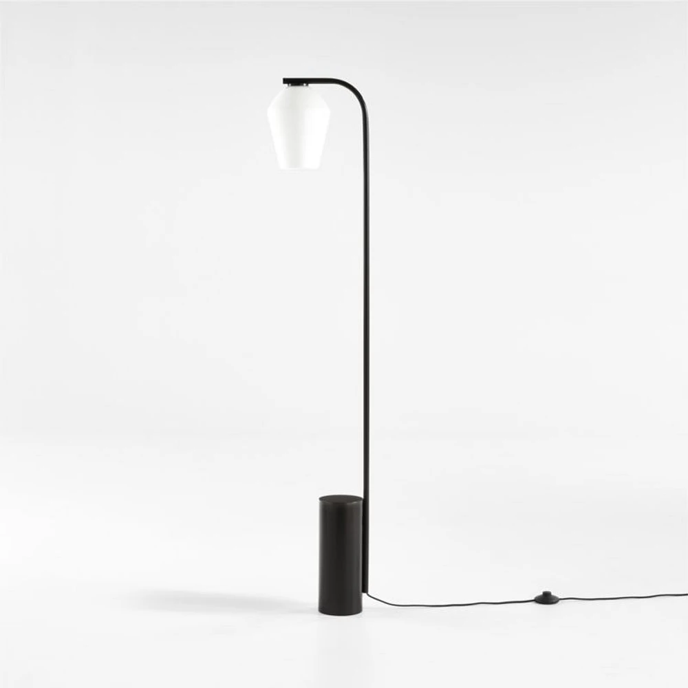 Arren Black Floor Lamp with Milk Angled Shade 56"