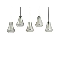 Arren Black 5-Light Linear Pendant with Teardrop Silver Glass Shades