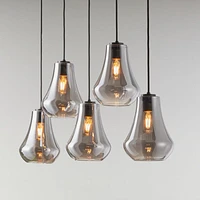 Arren Black 5-Light Linear Pendant with Teardrop Silver Glass Shades