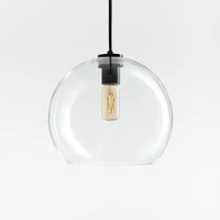 Arren Black Single Pendant Light with Large Round Clear Glass Shade