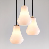Arren Brass 3-Light Round Pendant with Teardrop Milk Glass Shades