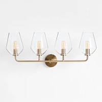 Arren Brass 4-Light Wall Sconce Light with Clear Glass Angled Shade