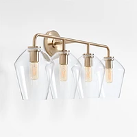 Arren Brass 4-Light Wall Sconce Light with Clear Glass Angled Shade