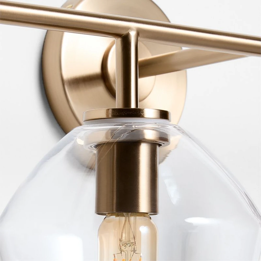 Arren Brass 4-Light Wall Sconce Light with Clear Glass Angled Shade