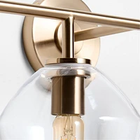 Arren Brass 4-Light Wall Sconce Light with Clear Glass Angled Shade