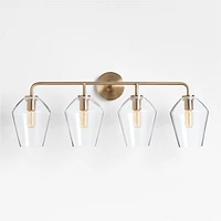 Arren Brass 4-Light Wall Sconce Light with Clear Glass Angled Shade