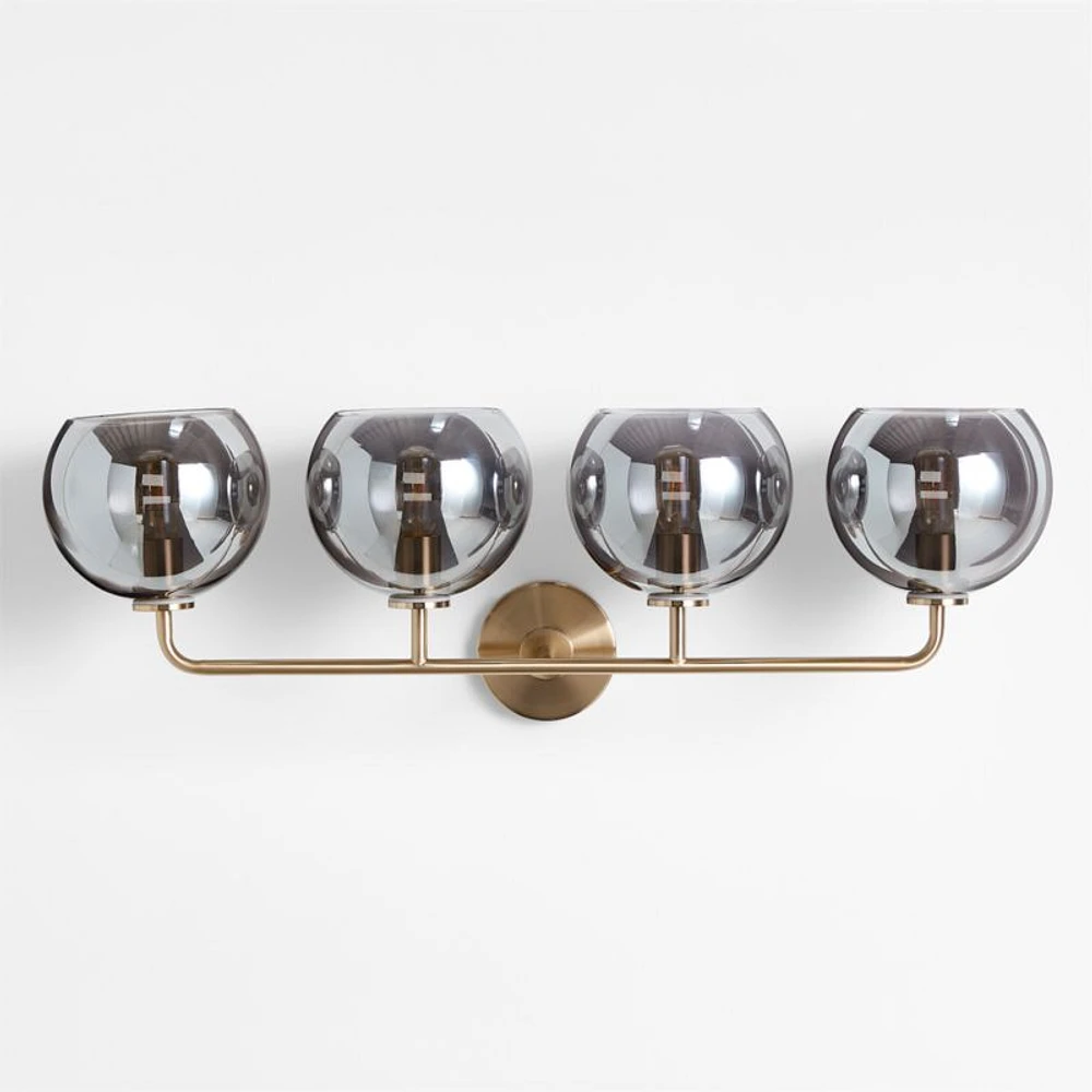 Arren Brass 4-Light Wall Sconce Light with Silver Glass Round Shade