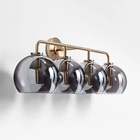 Arren Brass 4-Light Wall Sconce Light with Silver Glass Round Shade