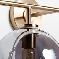 Arren Brass 4-Light Wall Sconce Light with Silver Glass Round Shade