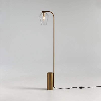 Arren Brass Floor Lamp with Clear Angled Shade 56"