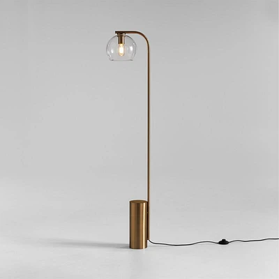 Arren Brass Floor Lamp with Clear Round Shade 56"